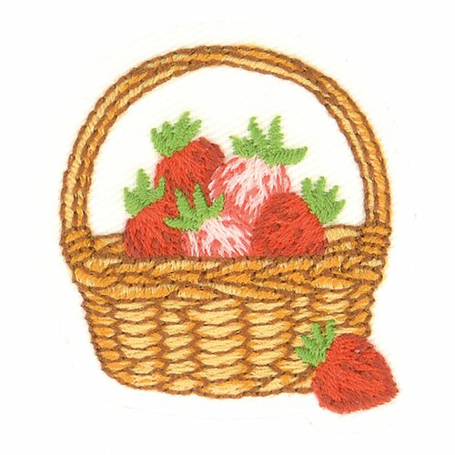 Lot de 3 écussons thermocollants la ferme panier fraises 4,5cm x 4cm