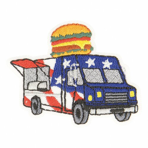 Lot de 3 écussons thermocollants food truck hamburger 4,5cm x 4cm