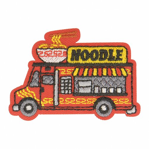 Lot de 3 écussons thermocollants food truck nouilles 4,5cm x 3,5cm