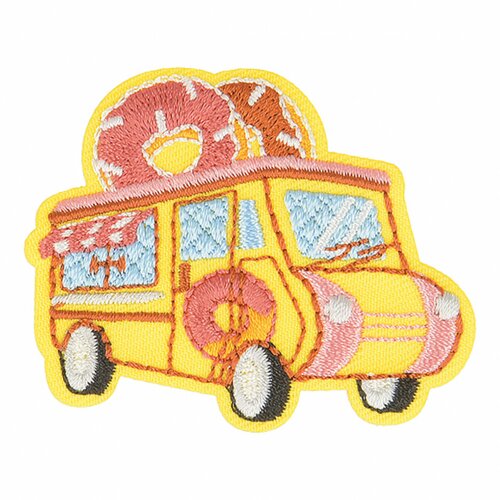 Lot de 3 écussons thermocollants food truck donuts 4cm x 3,5cm