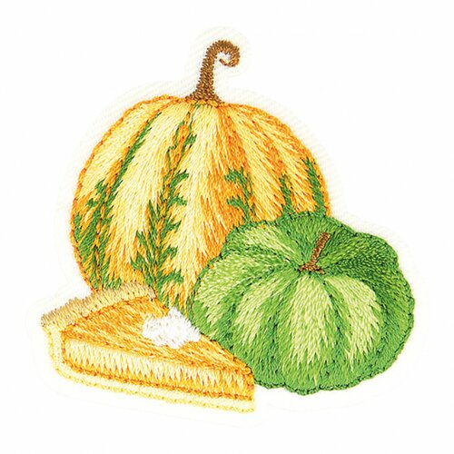 Lot de 3 écussons thermocollants d'automne courge et tarte 4cm x 4cm