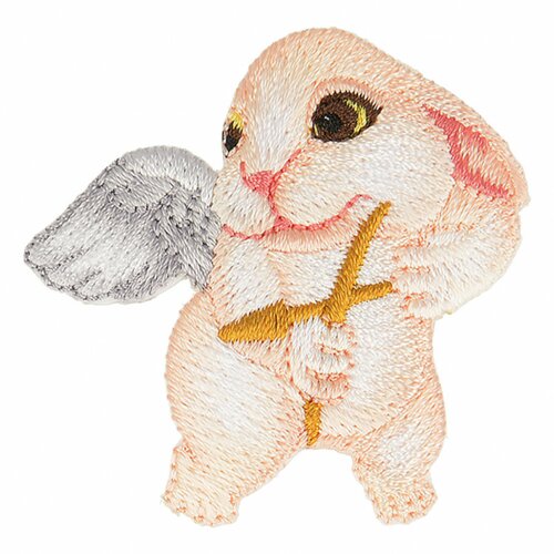 Lot de 3 écussons thermocollants animaux statue lapin 4,5cm x 4,5cm