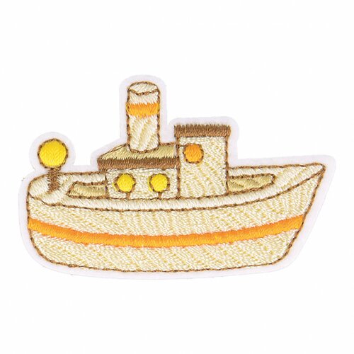 Ecusson thermocollant jouet en bois bateau 4,5cm x 3cm