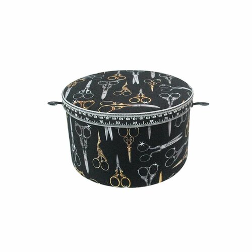 Boîte couture ronde 22x13.5cm ciseaux