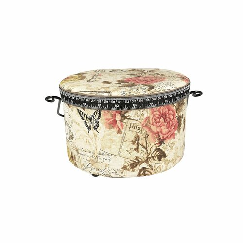 Boîte couture ronde 22x13.5cm café