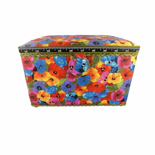 Boîte couture 21x28x19cm coquelicots