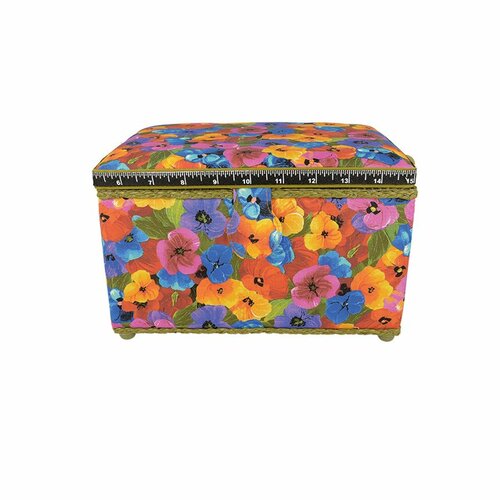 Boîte couture 18x26x16cm coquelicots