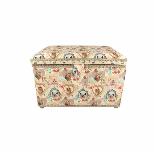 Boîte couture 18x26x16cm coeurs animaux