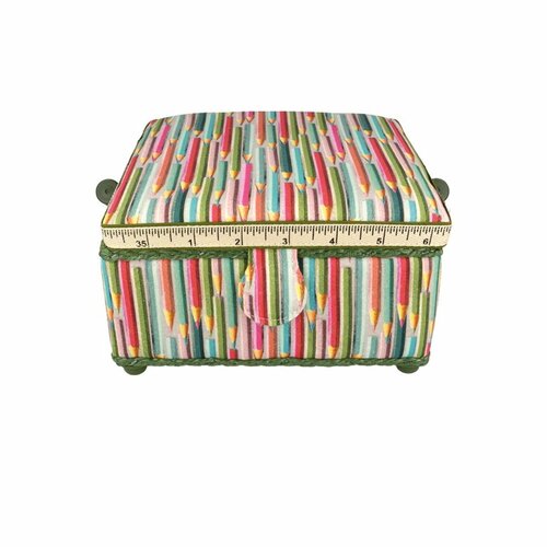 Boîte couture 20x20x11cm crayon couleurs