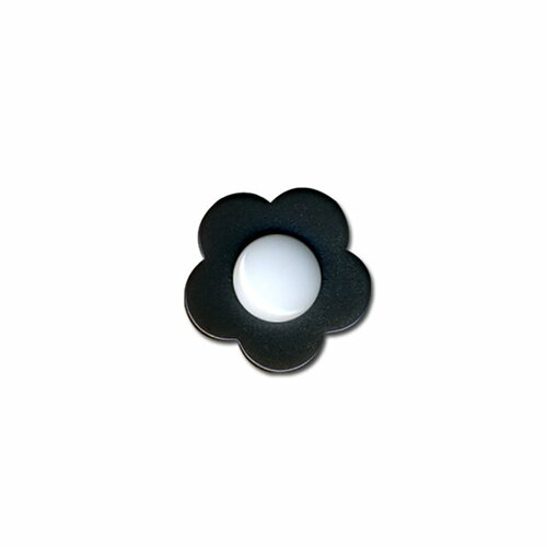 Bouton fleur coeur blanc 14mm noir