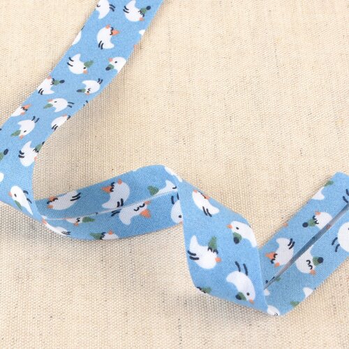 Bobine de biais poules 25m bleu lavande 20mm