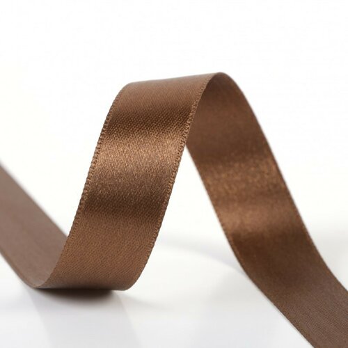 Bobine 25m ruban satin double face marron vert