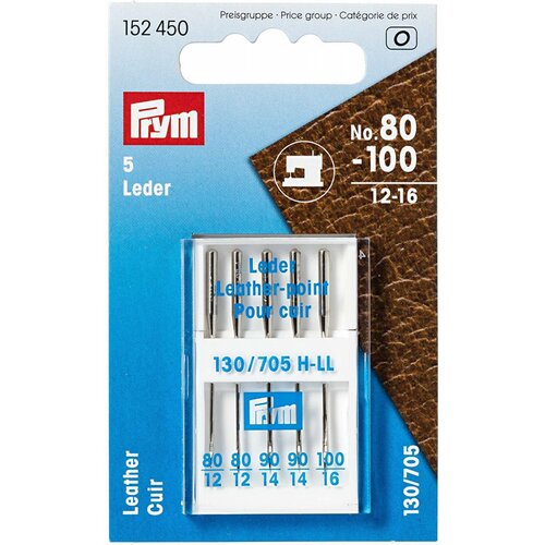 Prym aiguilles spéciales machines à coudre 130/705h ll 80-100 cuir