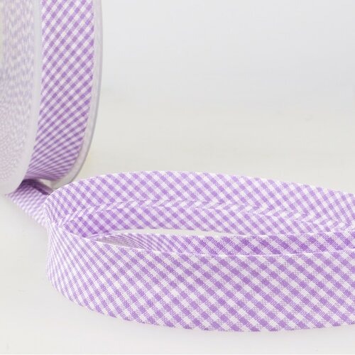 Disquette 25m biais vichy tissé polyester et coton violet