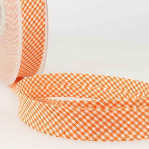 Disquette 25m biais vichy tissé polyester et coton orange