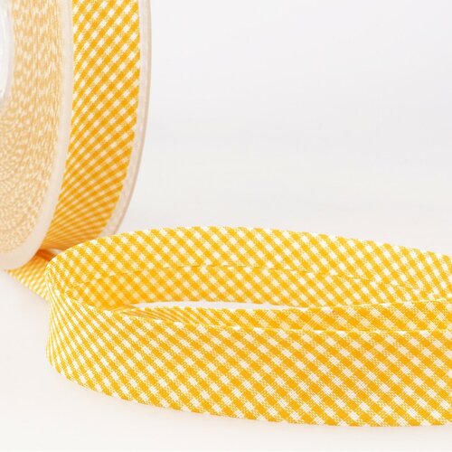 Disquette 25m biais vichy tissé polyester et coton jaune