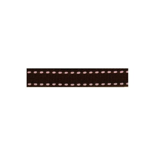 Bobine 25m galon polyester tiret noir et marron 10mm