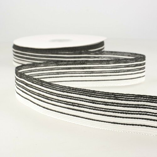 Bobine 15m galon lignes 26 mm noir et blanc