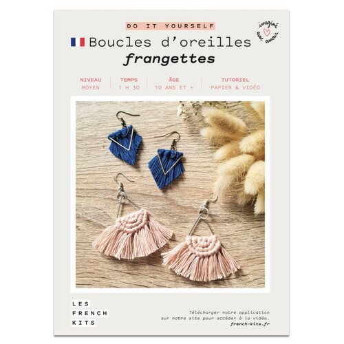 French kits diy macramé  boucles d'oreilles franges