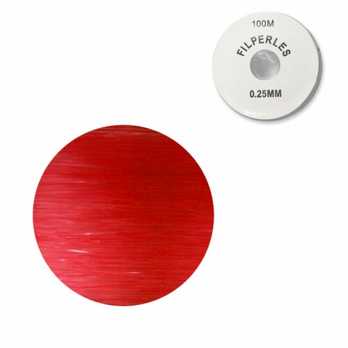 Bobine fil nylon coloré pour perles 100m - rouge c008