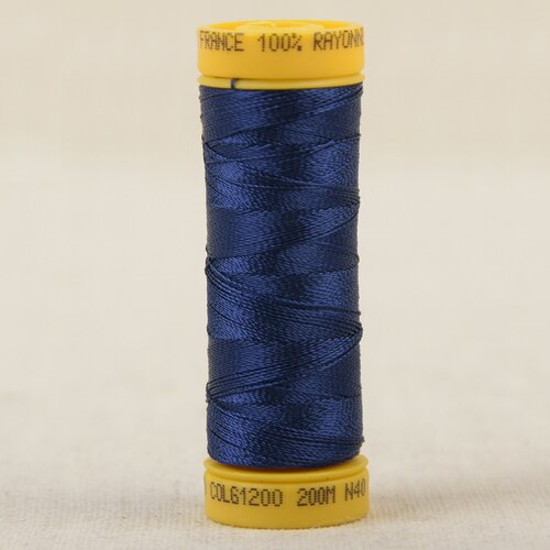 Bobine fil à broder 100% viscose 200m - bleu de minuit c200