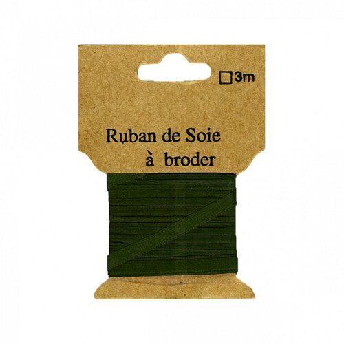 Ruban de soie à broder 4mm de 3 mètres sapin