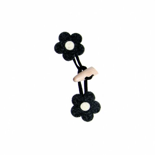 Brandebourg feutrine fleur 11cm noir