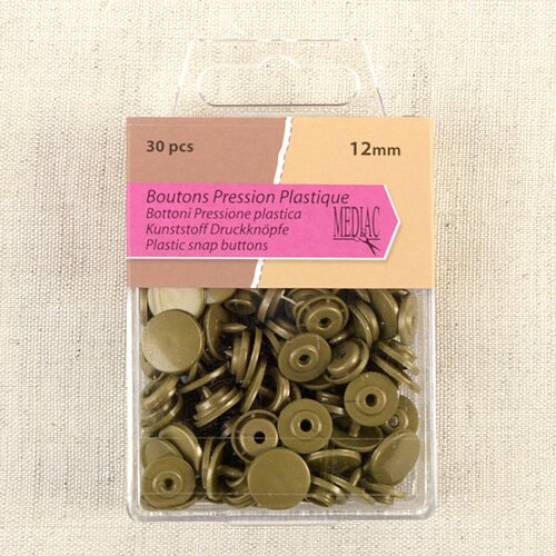 Lot de 30 boutons pression 100% plastique couleur bronze 12mm