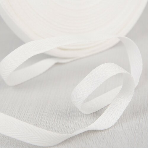 Bobine 50m sergé blanc polyester 11mm