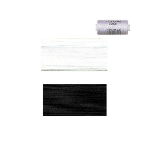 Lot de 2 bobines 500m fil polyester - blanc/noir 579-999