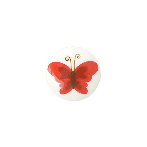 Lot de 6 boutons culot papillon 15mm - rouge