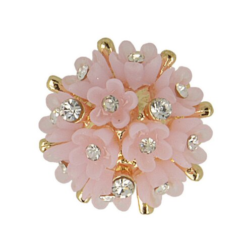 Lot de 6 boutons bouquet strass 20mm - rose