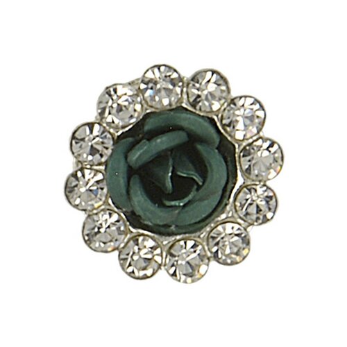 Lot de 6 boutons rose strass 12mm - vert