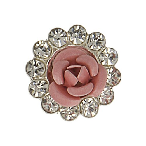 Lot de 6 boutons rose strass 12mm - rose
