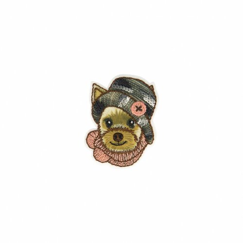 Lot de 3 écussons thermocollants chien 3x4cm