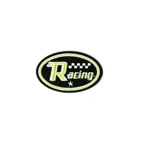 Lot de 3 écussons thermocollants luminescent racing noir 60mm x30mm