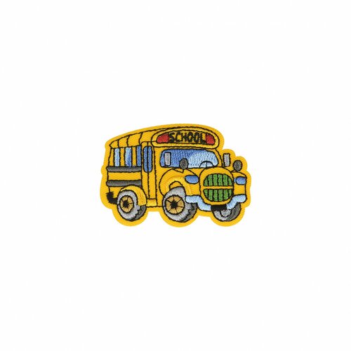 Lot de 3 écussons thermocollants véhicule bus école 3x5cm