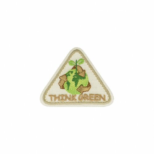 Lot de 3 écussons thermocollants triangle think green blanc 4x6cm