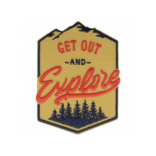 Lot de 3 écussons thermocollants get out explore marron bleu 9 cm x 7 cm