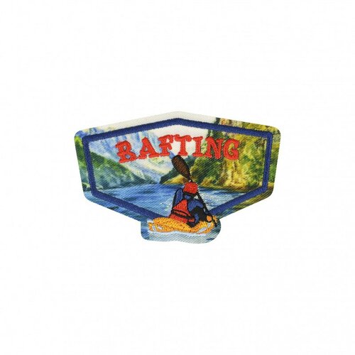 Lot de 3 écussons thermocollants nature imprimé rafting 4x8cm
