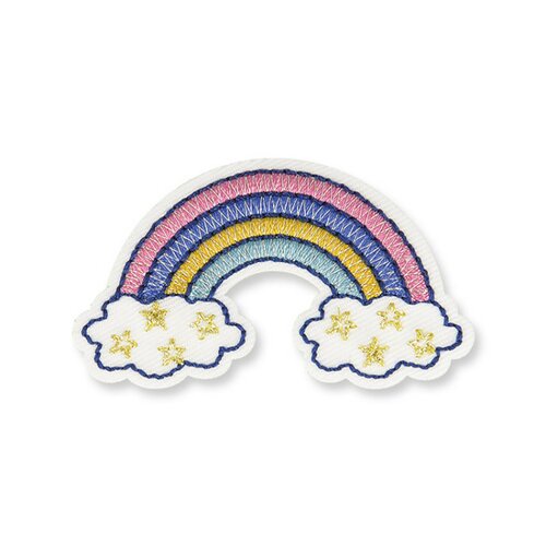 Lot de 3 écussons thermocollants girly arc en ciel 3x5cm