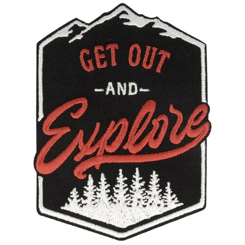 Lot de 3 écussons thermocollants get out explore noir blanc 9 cm x 7 cm
