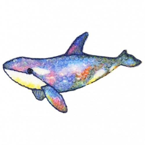 Lot de 3 écussons thermocollants à sequins orque multicolore 4 cm x 7 cm