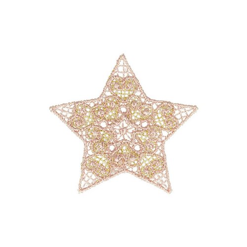 Lot de 3 écussons thermocollants étoile brodée rose/beige 4x4cm