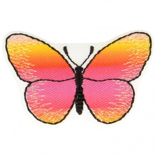 Lot de 3 écussons thermocollants papillon rose orange 3 cm x 5 cm
