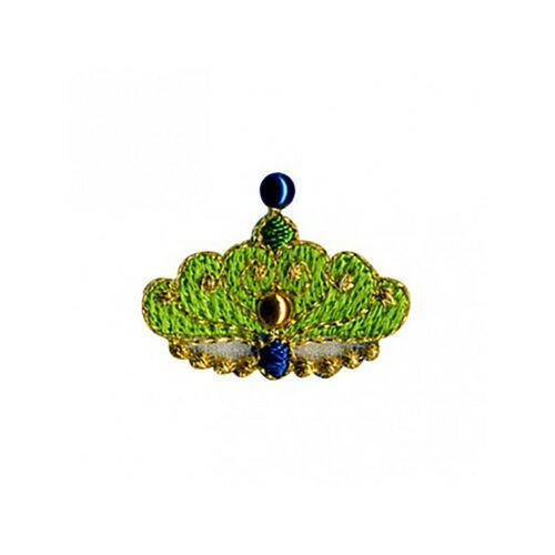 Lot de 3 écussons thermocollants thermocollant couronne vert 2,5 x 1,5cm