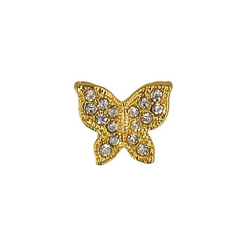 Bouton papillon strass 13mm - or