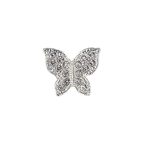 Bouton papillon strass 13mm - argent