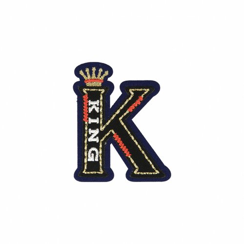 Ecusson thermocollant lettre royale k king 6cm
