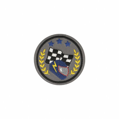 Ecusson thermocollant formule 1 casque/drapeau 5cm